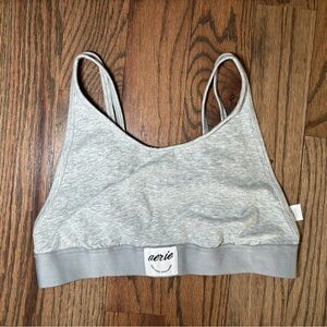 Aerie Offline Gray Women's High Neck Cotton Blend Bralette‎ Size Large